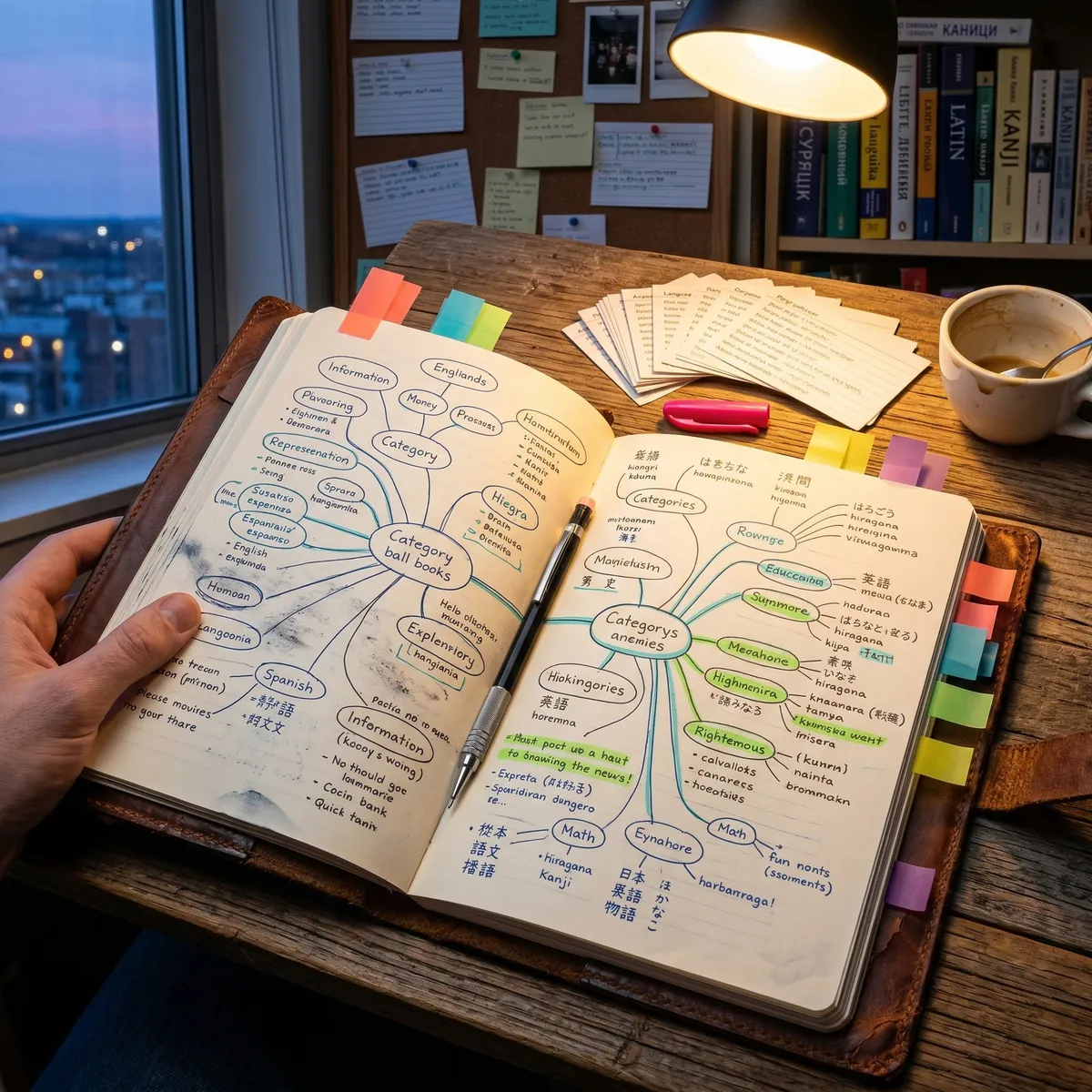 Chart showing 15 high-stakes roleplay categories for language learning progression