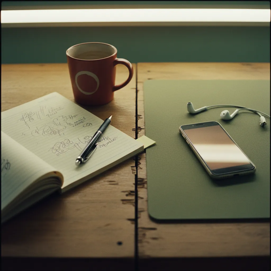 Person using LingoTalk on their phone while taking notes from social media content