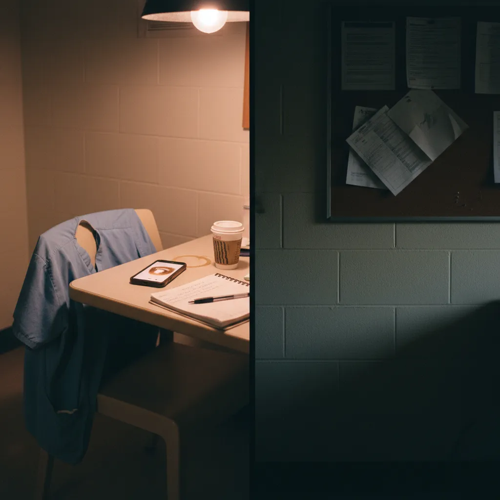 Healthcare worker practicing medical Spanish on a phone app between shifts