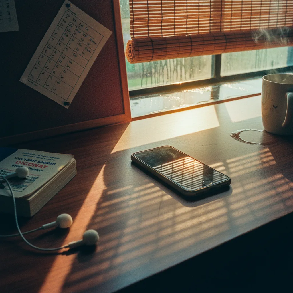 Learner practicing Vietnamese tones with real-time AI feedback on a mobile device