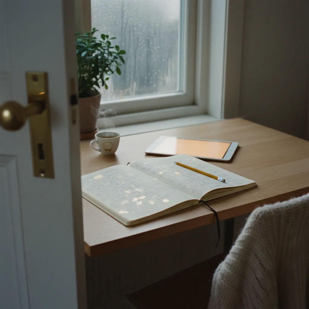 Language learner reviewing AI feedback on DELF oral interaction practice