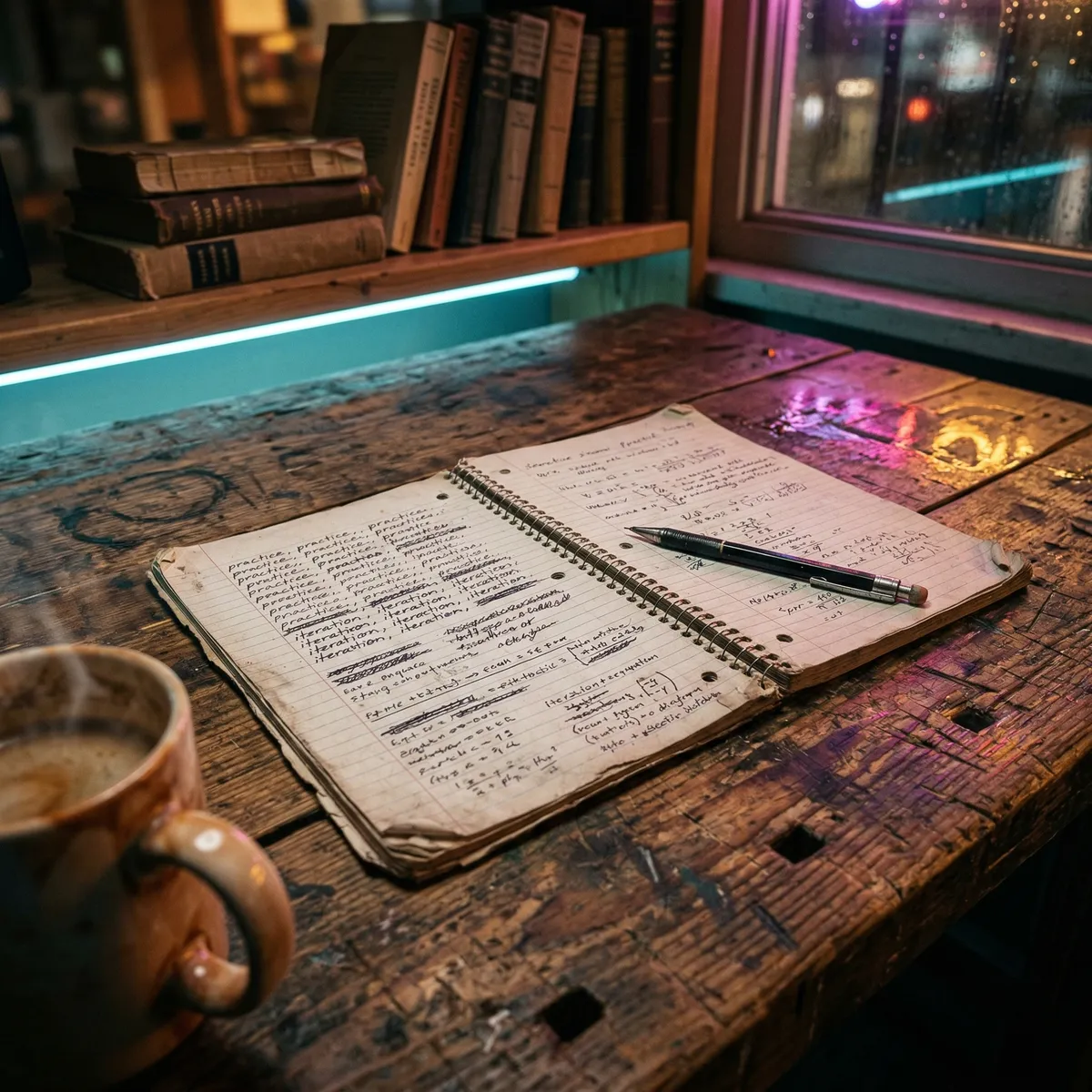 Diagram showing the deliberate practice cycle for AI language drills including drill, feedback, adjust, repeat