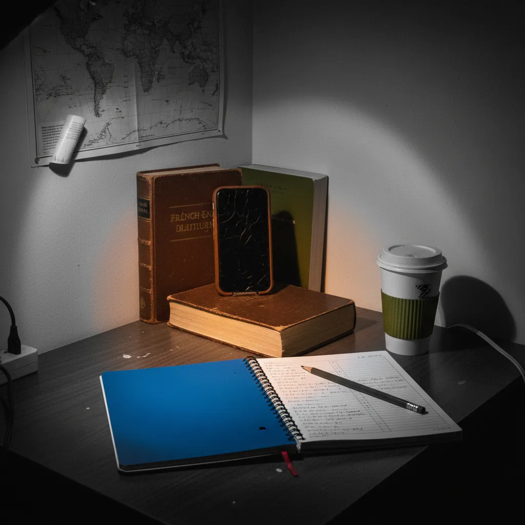 Student practicing language conversation with AI app before studying abroad