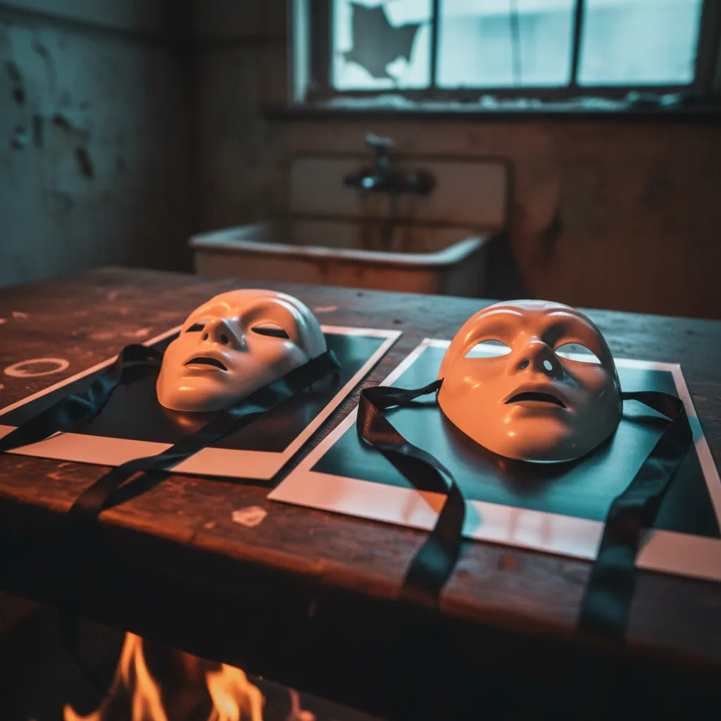 Side-by-side comparison of AI ghostface portrait from low quality selfie versus high quality portrait