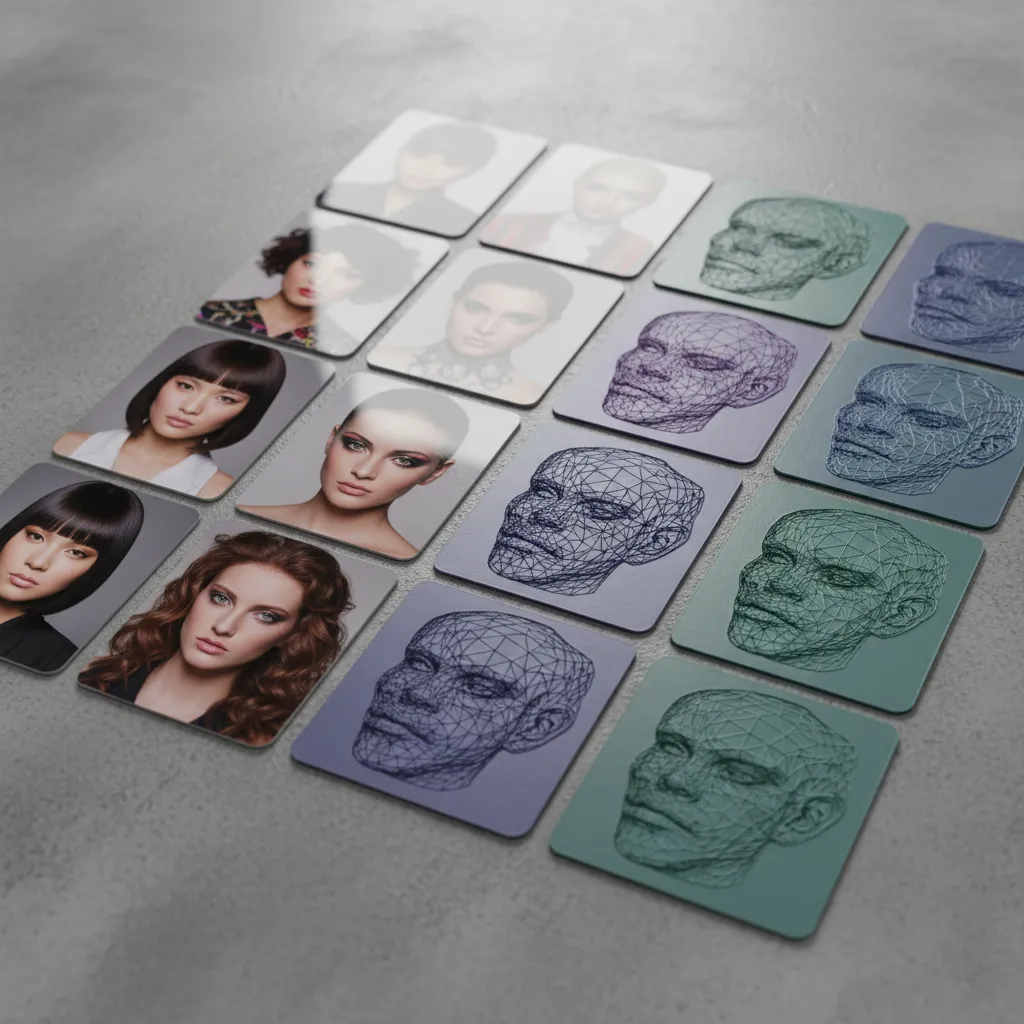 Grid of AI looksmaxxing filter variations showing different hairstyles and aesthetics
