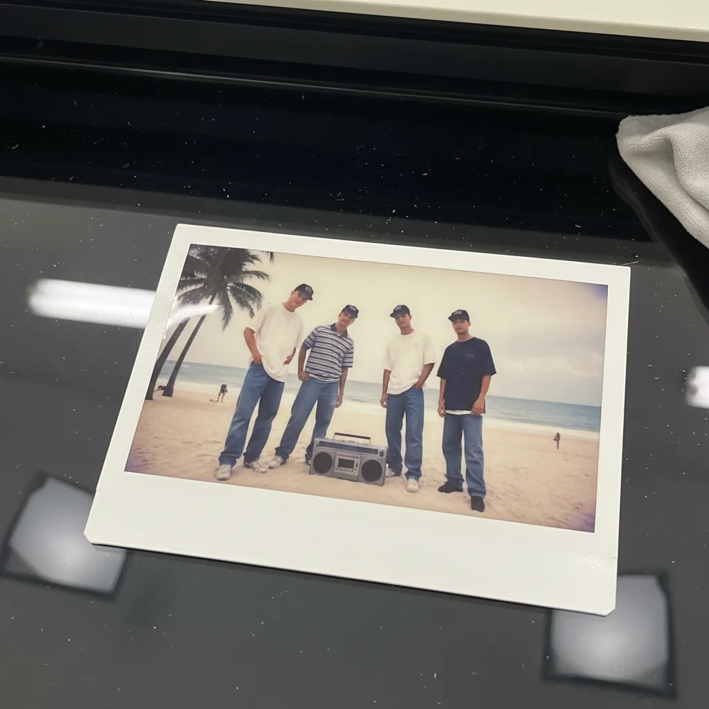 Scanning a vintage childhood photo for AI processing