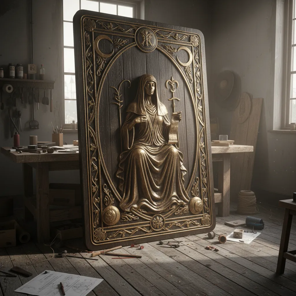 Golden High Priestess AI Tarot Card Portrait