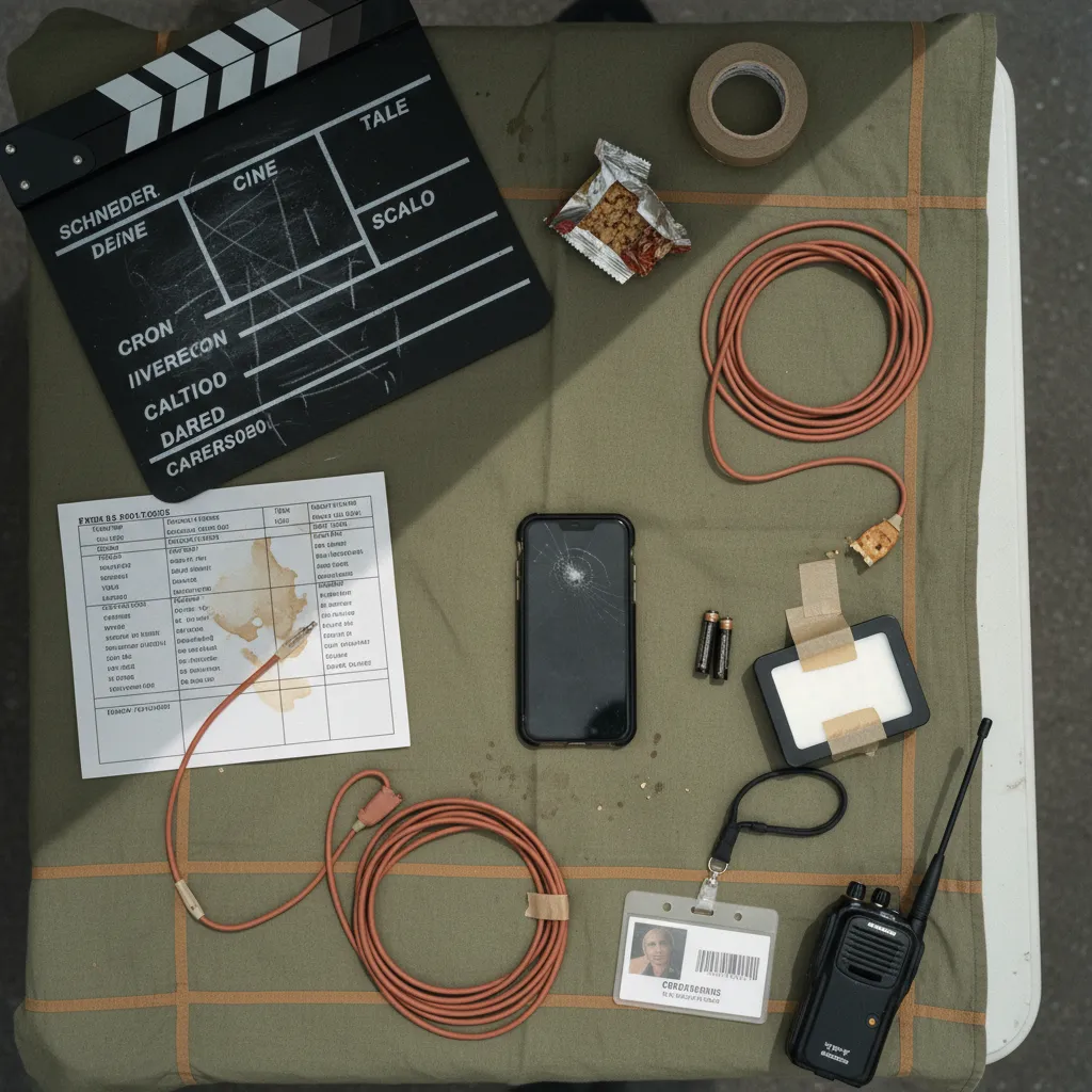 AI-generated selfie with celebrity on a movie set backstage showing realistic iPhone photo quality