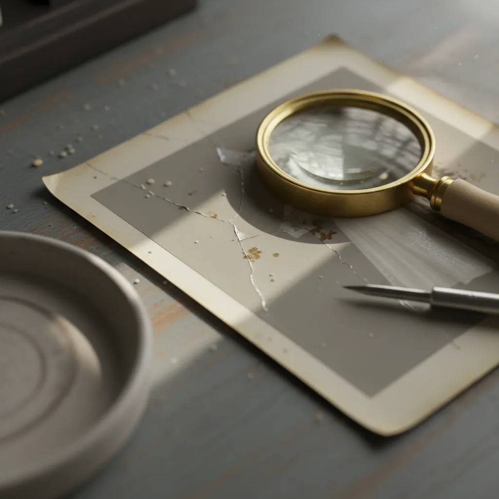 AI restoration of a damaged vintage wedding photograph showing before and after comparison