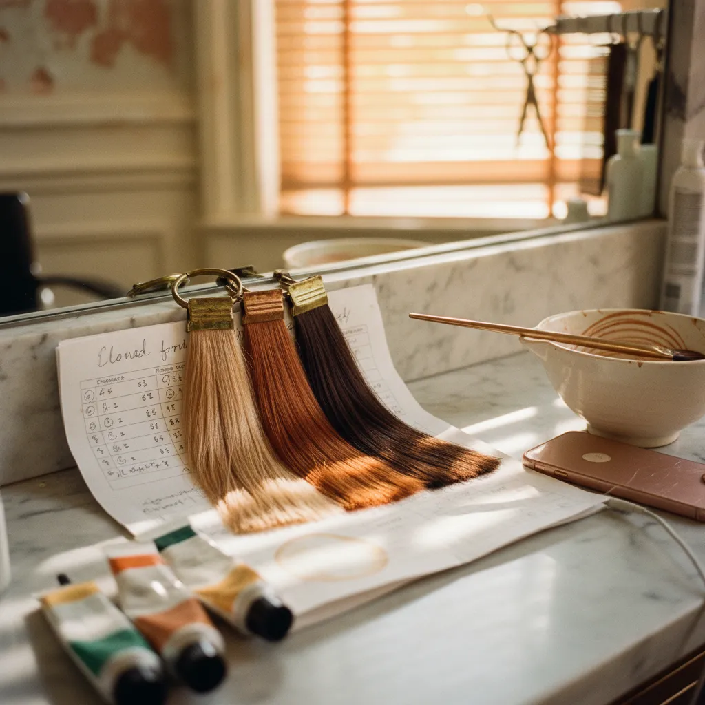 AI hair color changer showing blonde copper and brunette variations on same selfie