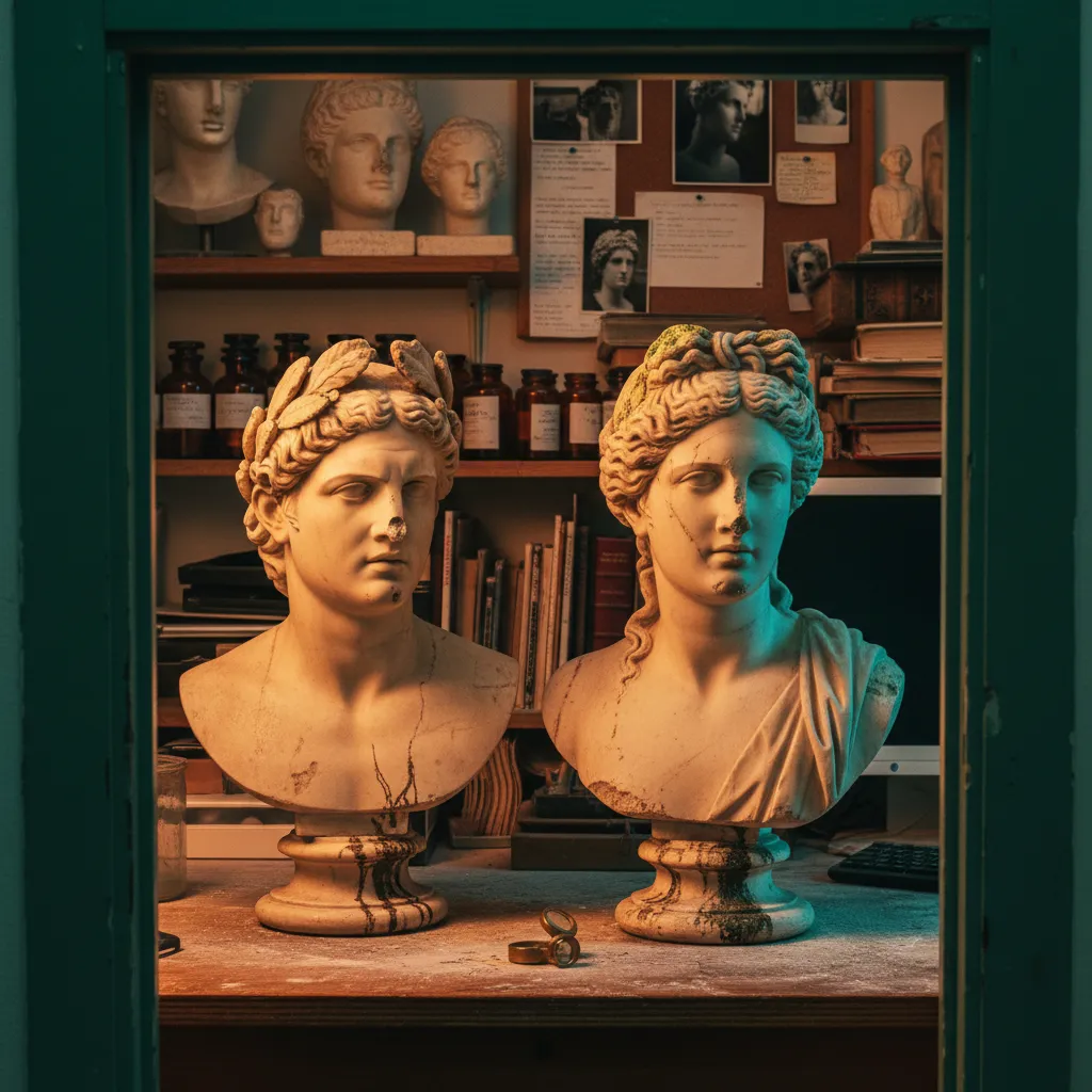 AI Greek god and goddess marble statue portraits generated from selfies