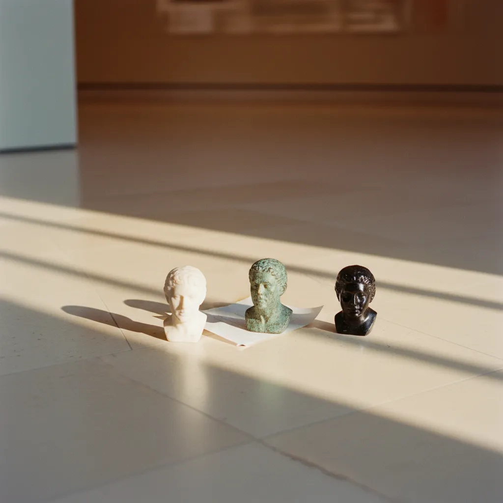 Comparison of marble bronze and obsidian AI sculpture portrait styles