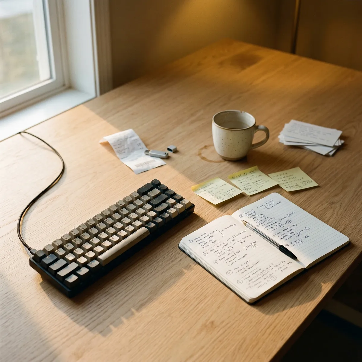 Solopreneur working with an AI content creation workflow across multiple screens