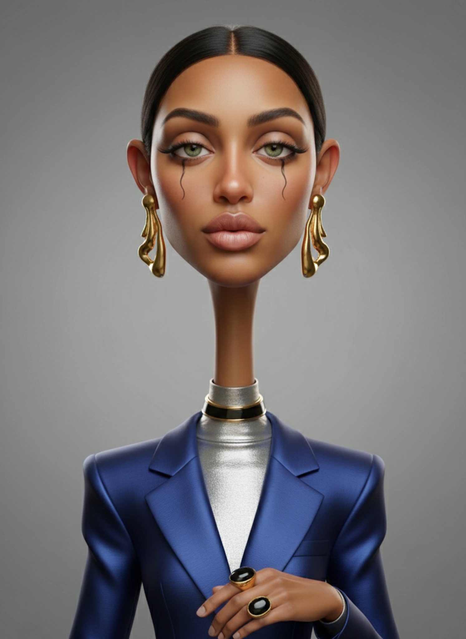 Stylized 3D caricature of person as royal Egyptian pharaoh with ornate ancient styling