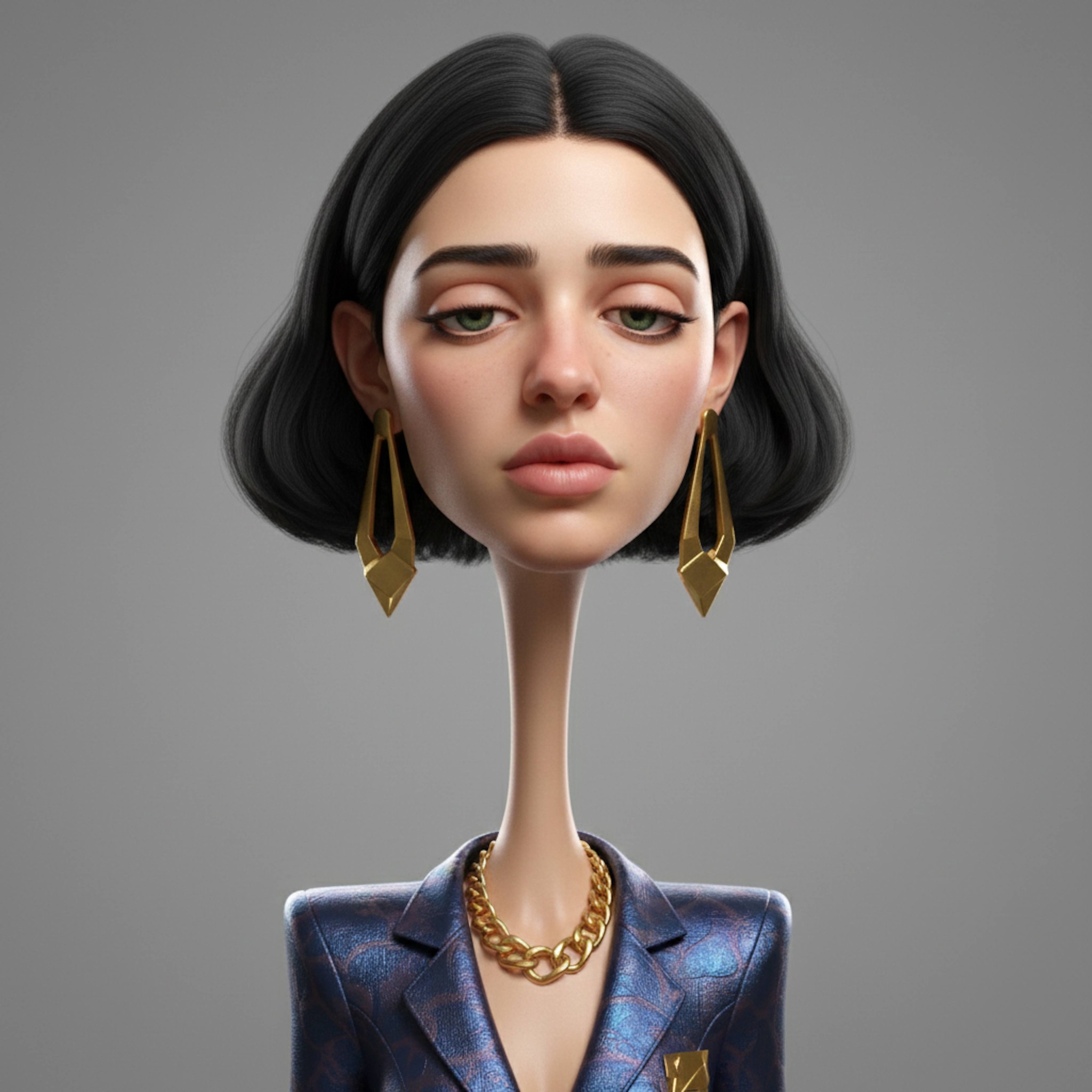 Stylized 3D caricature of person as warrior pharaoh with battle armor and Egyptian details