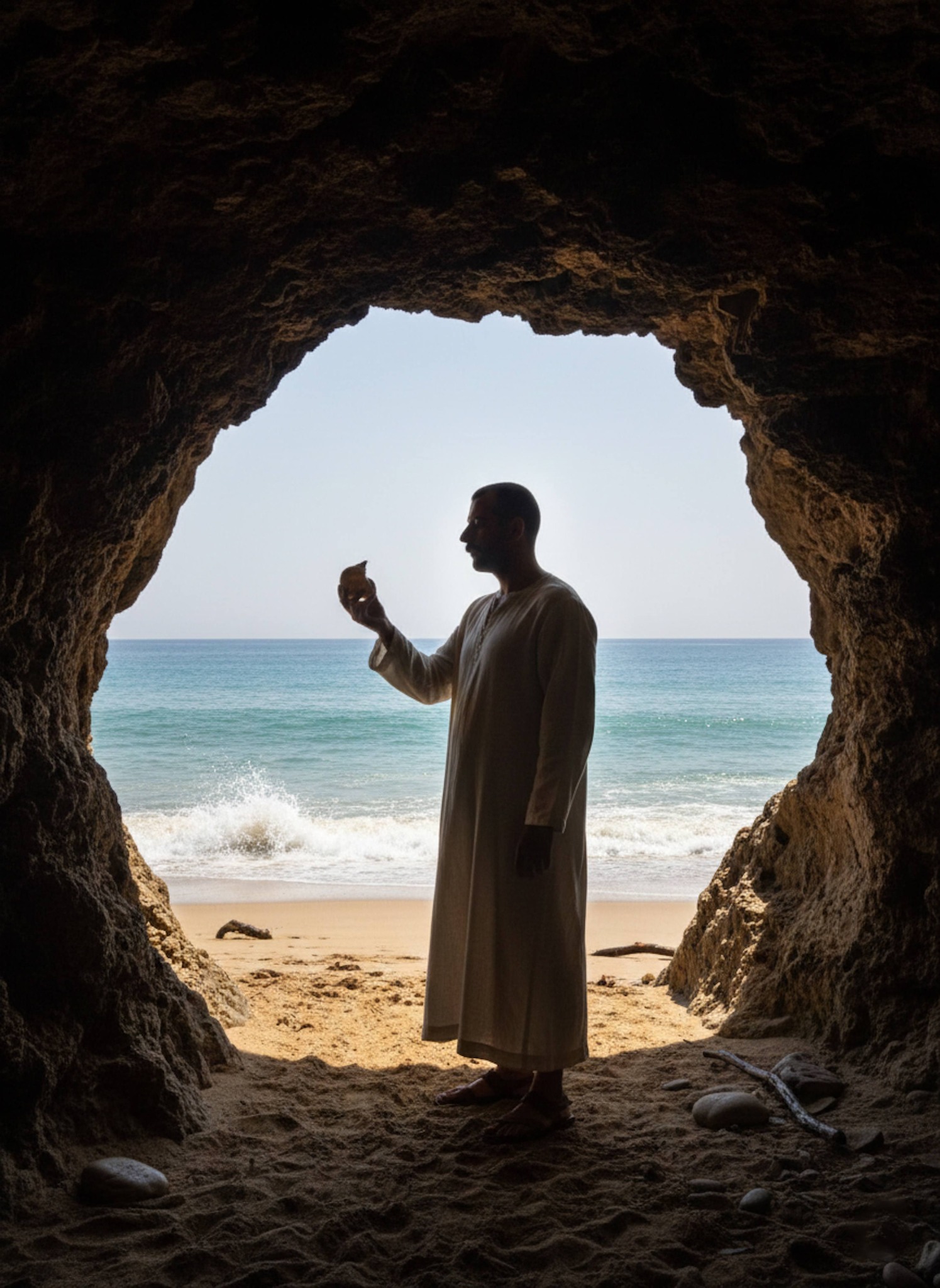 Historical portrait of Ibn al-Nafis discovering pulmonary circulation in a candlelit Cairo library