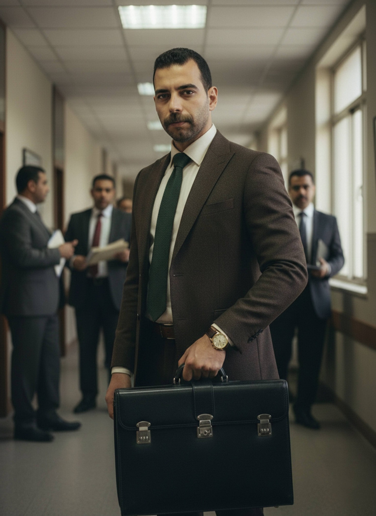 Timeless formal portrait of an intelligence professional projecting duty discretion and quiet gravitas